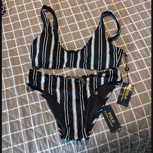 Polo by Ralph Lauren Black and White Striped Bikini Set